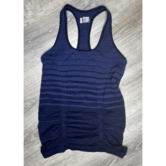 Athleta Tops - Athleta Fastest Track Seamless Blue Racerback Tank Top Ruched Stretch Medium